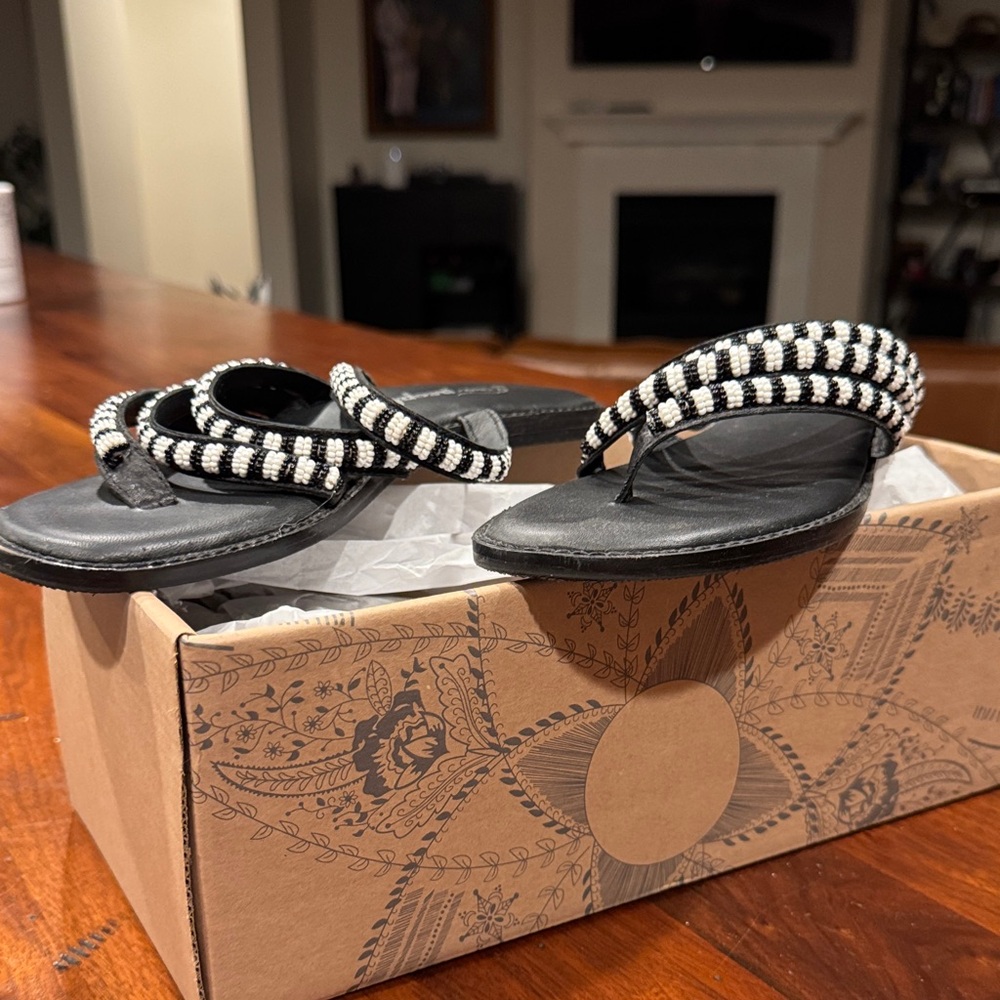 Free People Monochrome Striped Sandals